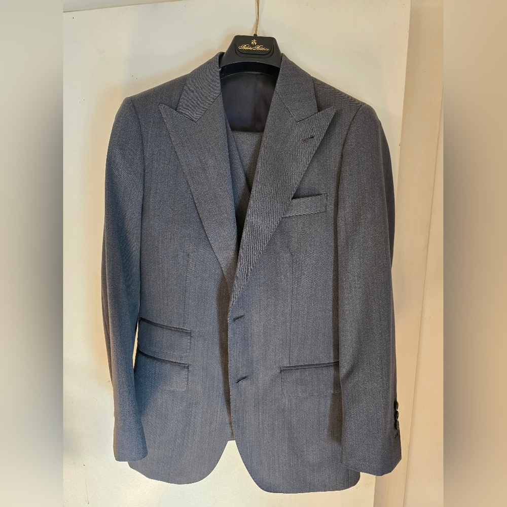 Indochino 3-Piece Charcoal Gray Custom Suit Jacket Vest Pants 36S Slim Fit